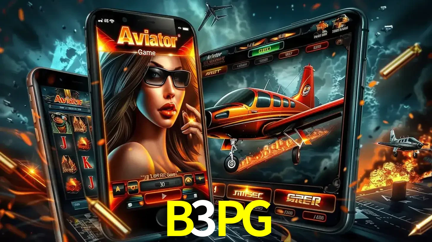 O popular jogo de apostas Aviator exibido em vários celulares e tablets, mostrando a interface emocionante e a ação de voo disponíveis para jogar agora no B3PG.