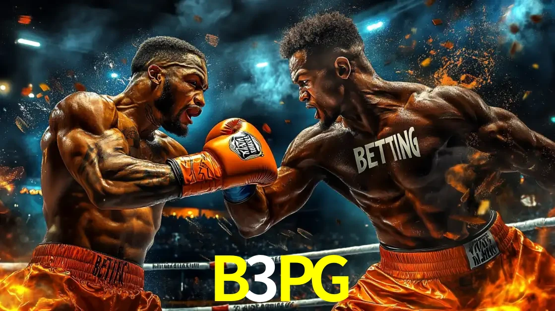 Dois boxeadores em uma luta intensa e explosiva, representando a adrenalina e as oportunidades de apostas em esportes de combate disponíveis na plataforma B3PG.
