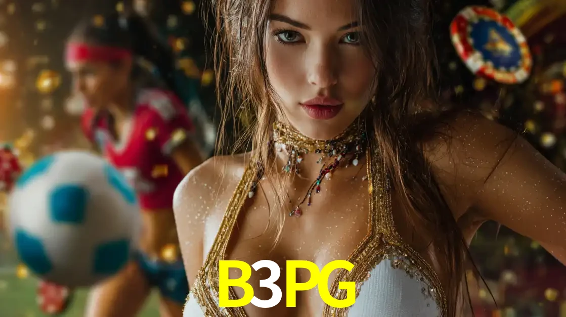 Mulher elegante representando a combinação de glamour e emoção das apostas esportivas, com uma jogadora de futebol ao fundo, destacando a ação no B3PG.